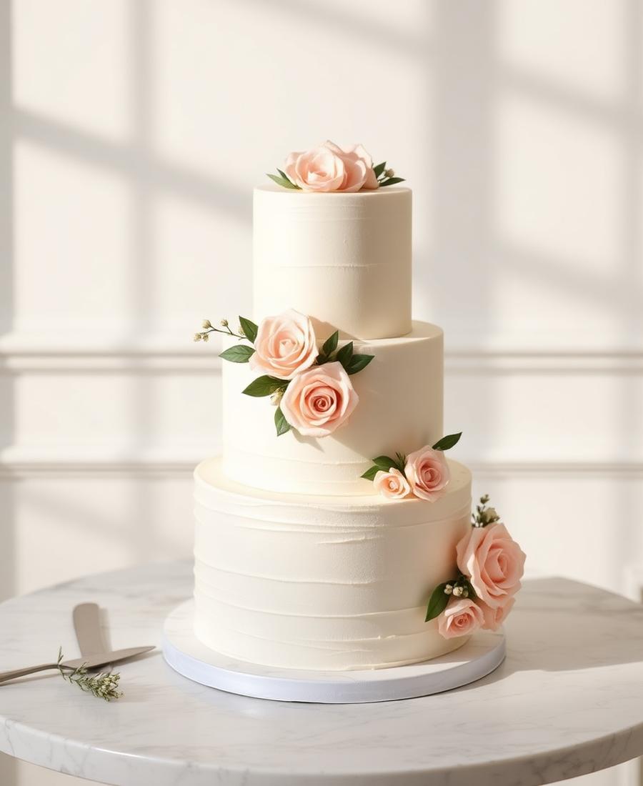 Three-tier buttercream with roses